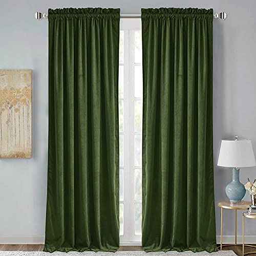 Stangh Cortinas De Terciopelo Verde Musgo, Cortinas Opacas D