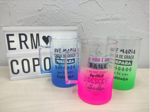 Kit 20 Caneca Chopp Degradê Neon 450ml Personalizada