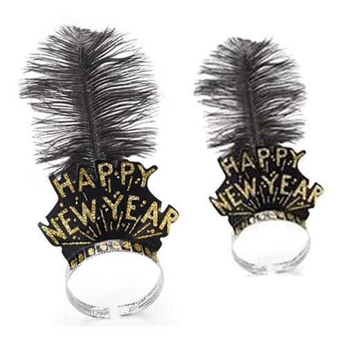 6 Piezas De Tiaras Con Pluma Happy New Year Año Nuevo