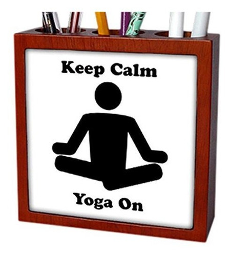 123067 1 Keep Calm Yoga En Un Soporte De Pluma De Azulejos