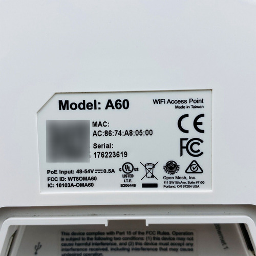 Punto De Acceso Wifi Open Mesh A60