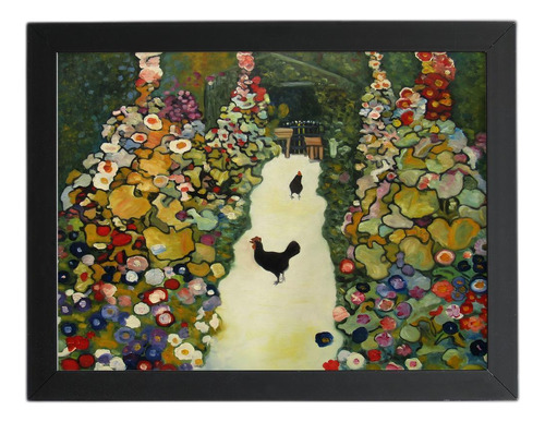 Jardim Galinhas Gustav Klimt Quadro Moldura Preta 60x40cm