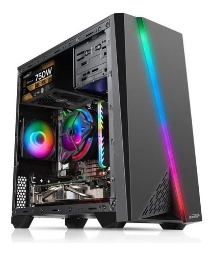 Imagen 6 de 8 de Gabinete Pc Gamer Sentey F10 Usb 3.0 Rgb Acrilico Sin Fuente