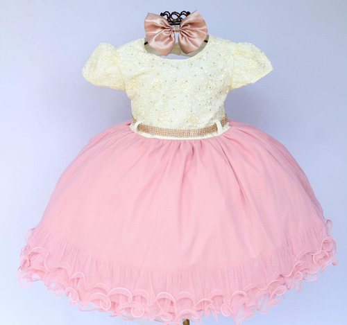 Vestido Infantil Princesinha Daminha Luxo 1 Ao 3