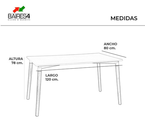 Imagen 5 de 5 de Mesa De Comedor Eames 120x80 Cm