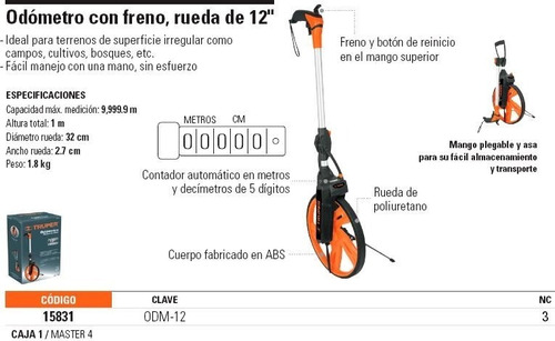 Odometro Con Freno / Rueda De 12  Truper