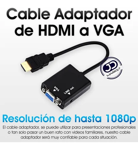 Cable Adaptador / Convertidor De Puerto Hdmi A Vga Con Audio