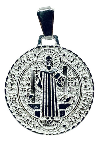Medalla De San Benito Arenada 2.4cm Diámetro Mod2 (dplata)