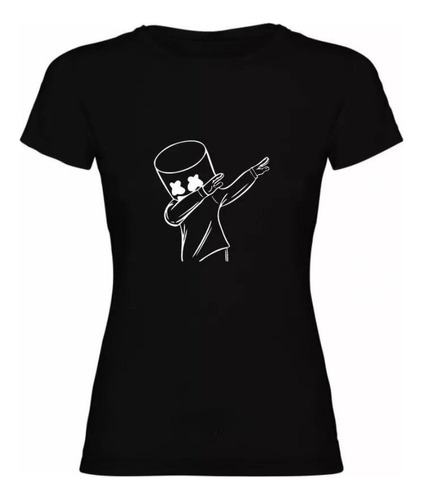 Polera De Mujer 100% Algodon Manga Corta - Dj Marshmello 01