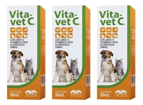 Combo 3 Unidades Vitavet C Suplemento Vitamínico - 30 Ml