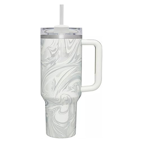 40 Oz Tumbler Con Manija Y Paja Cubiertas De Paja 4cs1r