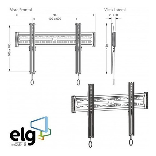 Suporte ELG E600 de parede para TV/Monitor de 32" até 75" preto