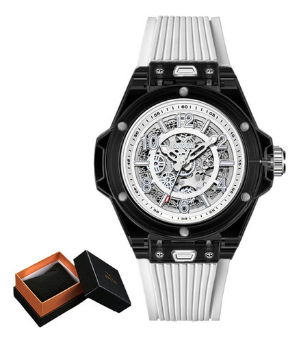 Relojes Mecánicos De Lujo Onola Hollow Out Para Hombre Color De La Correa White/black