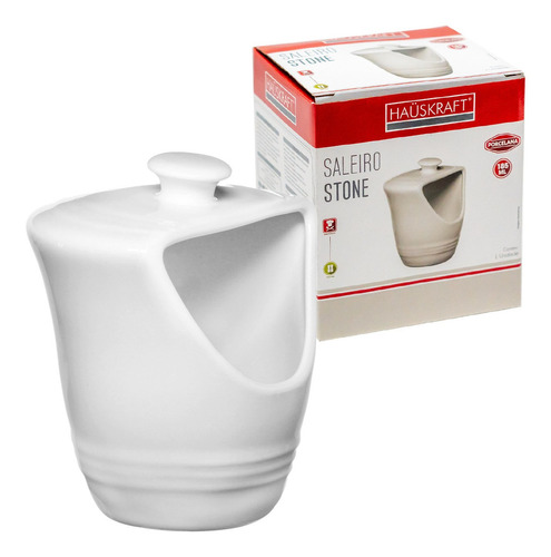 Saleiro Stone Em Porcelana De Mesa Luxo Porta Sal 185ml