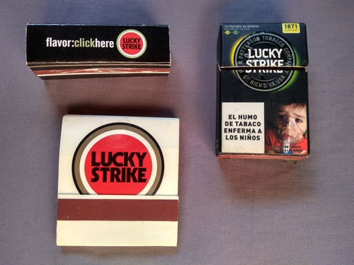 Set 3 Cajas De Fósforos Coleccionables Cigarrillos Lucky