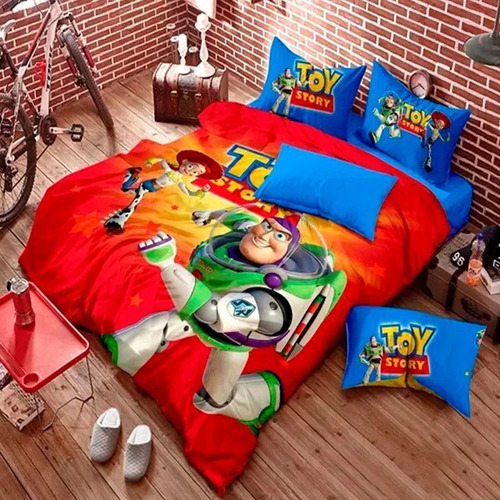 Jogo Cama Solteiro King Toy Story Com Edredom 400 Fios 4 Pçs