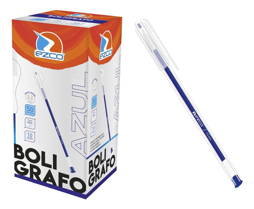 Boligrafo Ezco Birome Lapicera 1 Mm - Azul - Caja X 50 Color del exterior Transparente