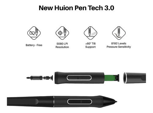 Tablet De Desenho Gráfico Huion Kamvas 16 2021 Com 10 De Des