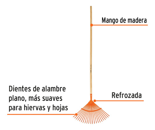 Rastrillo Jardinero 22 Dientes Con Mango Truper Em-22