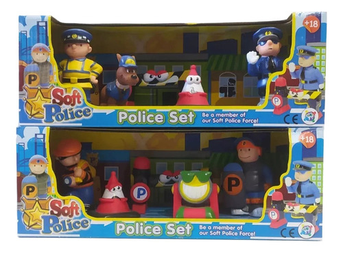 Muñecos De Goma Playset Policía Primera Infancia Suda