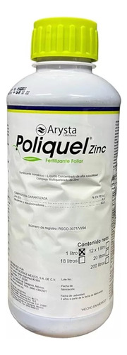 Poliquel Zinc, Fertilizante Nutriente Foliar 1 Litro