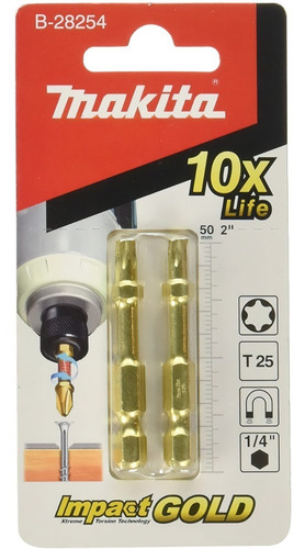 Set 2 Puntas Atornillador Kit Makita T25 Impact Gold 50 Mm