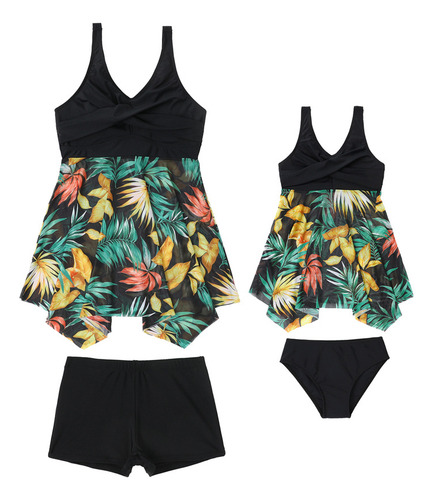 Conjunto De Dos Piezas Con Falda De Malla Para Traje De Bañ
