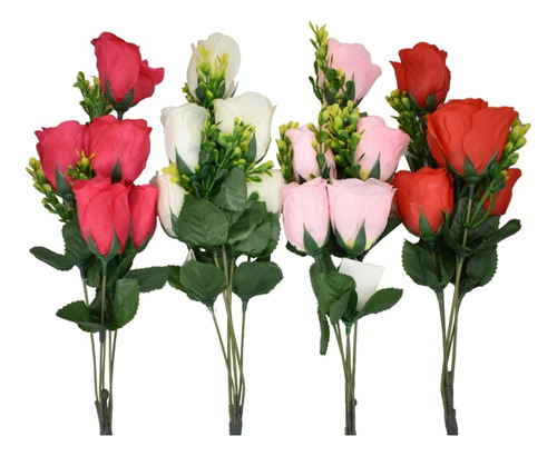 Ramo De Rosas Artificiales Flores Con Hoja Primavera