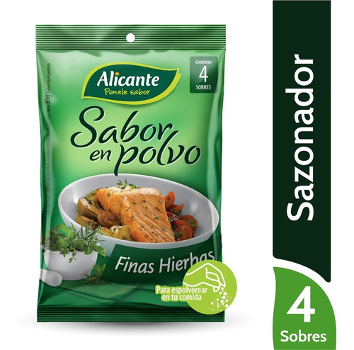 Caldo Alicante Sabor En Polvo Finas Hierbas X 4 Unidades