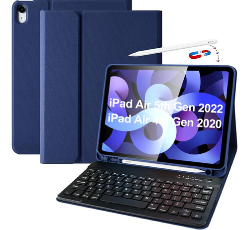 Funda C/teclado Kbcase Para iPad Air 5g/4g 10.9in Dark Blue