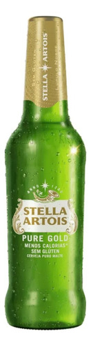 6 Cerveja Stella Pure Gold Sem Glúten Menos Calorias 330ml