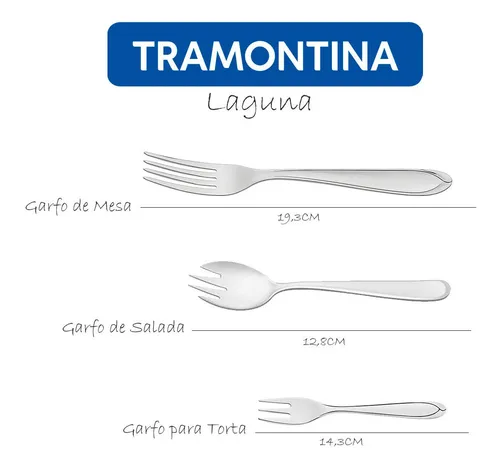 Jogo de Talheres Garfo Faca de Mesa Aço Inox 12 Peças Laguna Tramontina