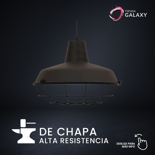 Imagen 4 de 9 de Lampara Colgante Campana Galponera Reja Estilo Industrial