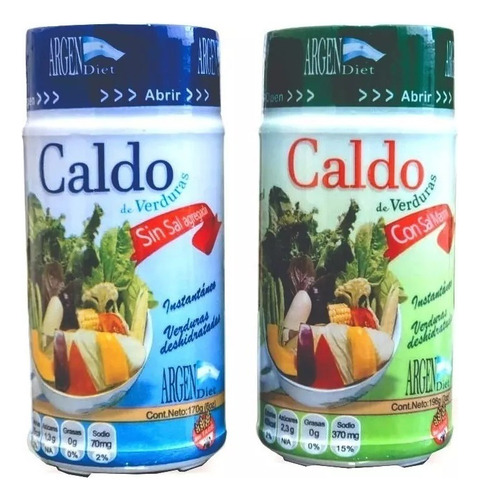 Caldo De Verduras Instantanea En Polvo Sin Tacc Vegano X170g