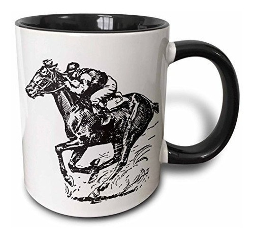 3drose Taza Para Jinete Y Carreras De Caballos, 11 Oz, Multi