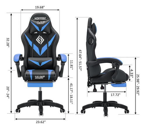 Silla De Juegos Ergonómica Con Altavoces Bluetooth Y Luces L
