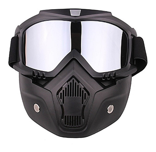 Máscara Com Óculos Moto Bike Capacetes Abertos Sniper Cor Preto Espelhado