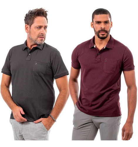 Kit 2 Camisas Polo John Pull Masculina Bolso Algodão Casual