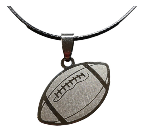 Dije Pelota Rugby Guinda Acero Quirurg C/ Collar Tipo Soga