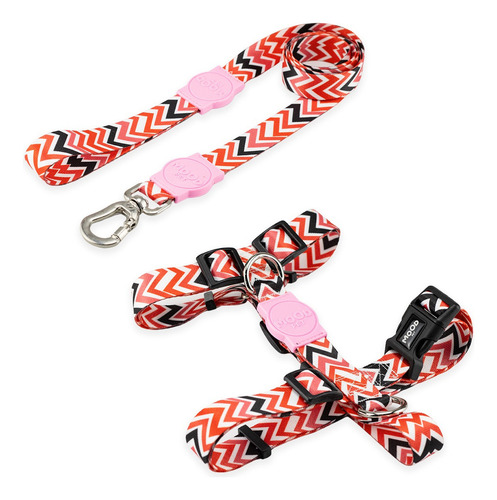 Coleira Peitoral Com Guia Para Cachorro Pet Cães Mood Pet Cor Fine Rosa Tamanho Grande