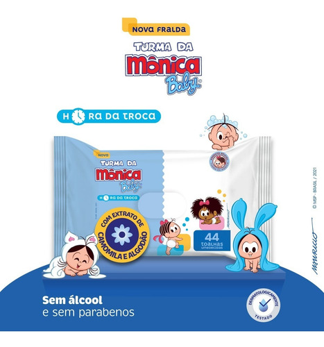 Imagem 3 de 5 de Toalha Umedecida Hr Da Troca Turma Da Mônica 44un