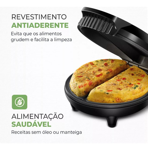 Omeleteira Pratic Omelet Ii Mondial Preto/inox 800w Om-04-bi 110v