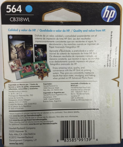 Imagen 3 de 4 de Cartucho Original Hp/564 Cian /cb318wl