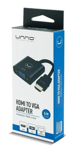 Imagen 2 de 2 de Adaptador De Video Hdmi A Vga 15cm Unno Tekno