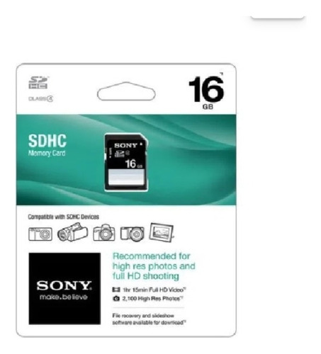 Cartão De Memoria 16gb Sdhc Sony Embalagem Lacrada (blister)