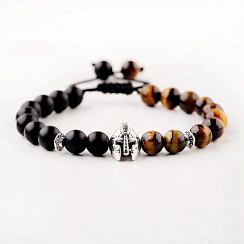 Pulsera De Hombre Y Mujer Piedra Onix Ojo De Tigre Gladiador