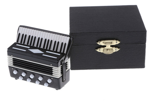 Acordeón De Metal Instrumento Musical Con Caja En Miniatura