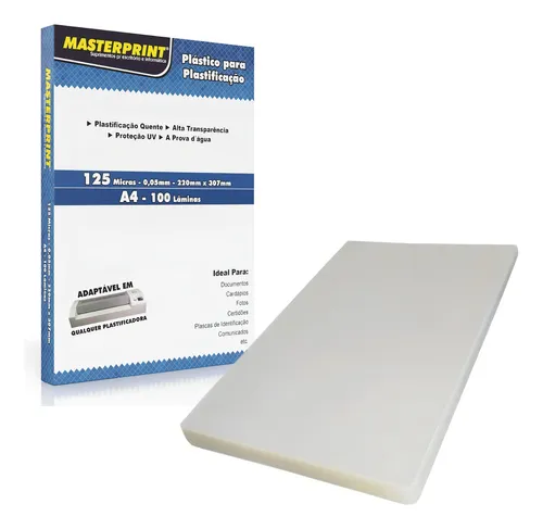 Plástico P/ Plastificação Masterprint A4 220x307mm 0,05 100 Folhas