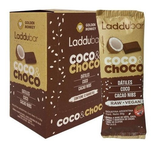 Barra Coco&choco Dátiles Chocolate Y Cacao Laddubar 30g 12 U