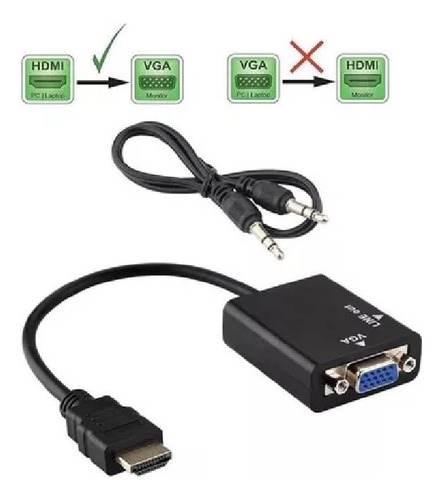 Cabo Adaptador Md9 15cm Hdmi Macho Para Vga Fêmea Áudio P2